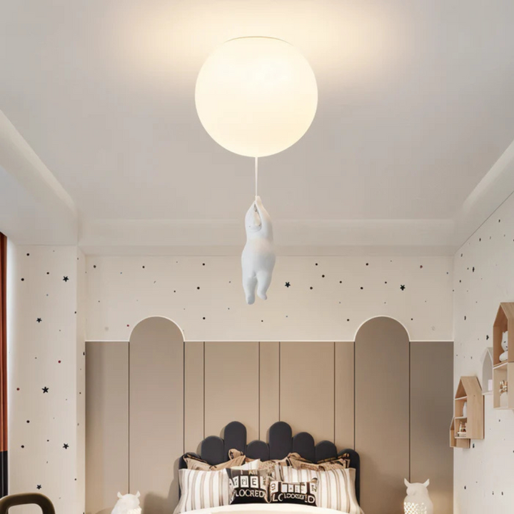 "Luchtballon hanglamp van wit acryl en hars met LED, creëert magische sfeer in kinder- en slaapkamers voor dromerige verlicht
