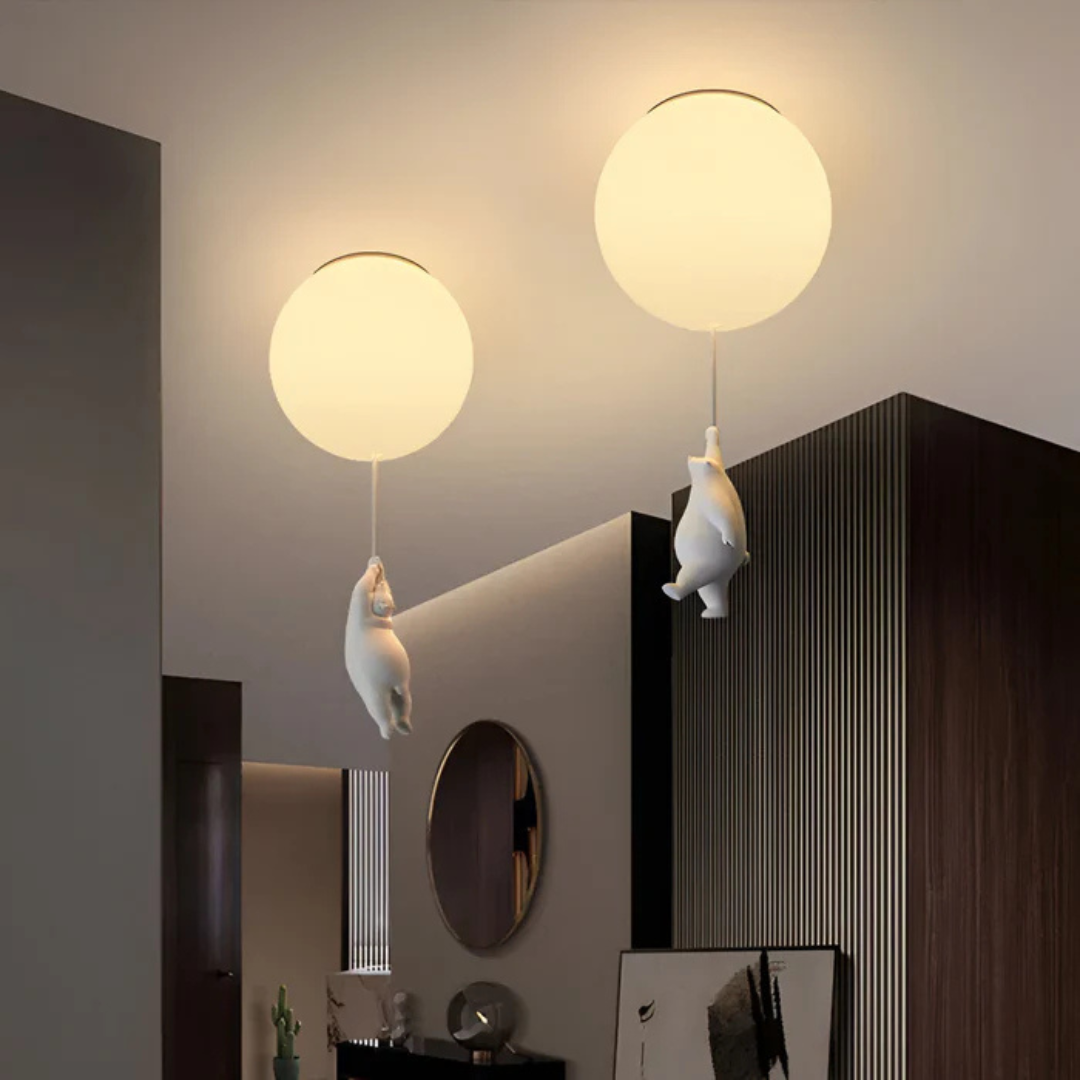 "Luchtballon hanglamp van wit acryl en hars met LED, creëert magische sfeer in kinder- en slaapkamers voor dromerige verlicht