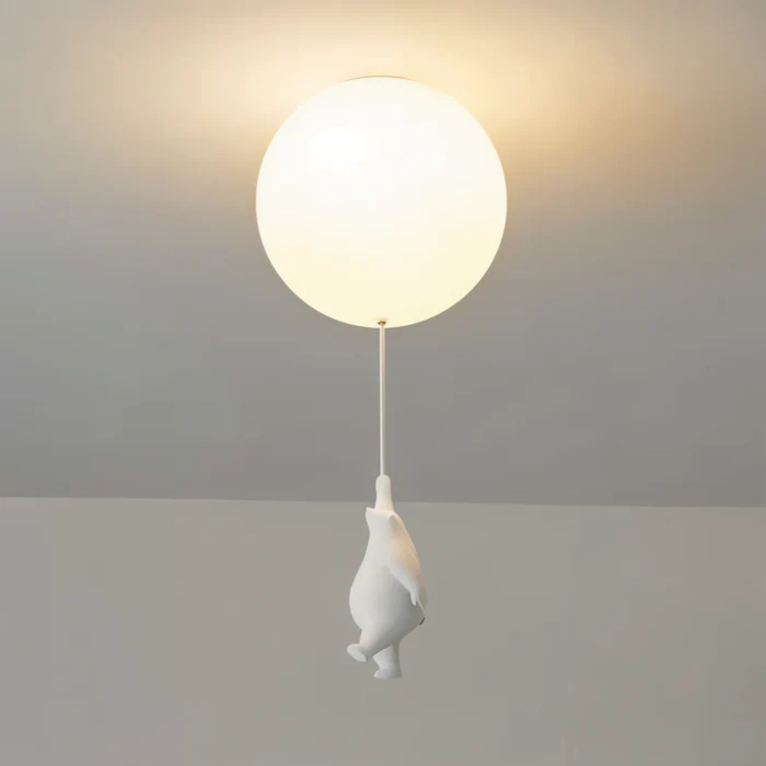 "Luchtballon hanglamp van wit acryl en hars met LED, creëert magische sfeer in kinder- en slaapkamers voor dromerige verlicht