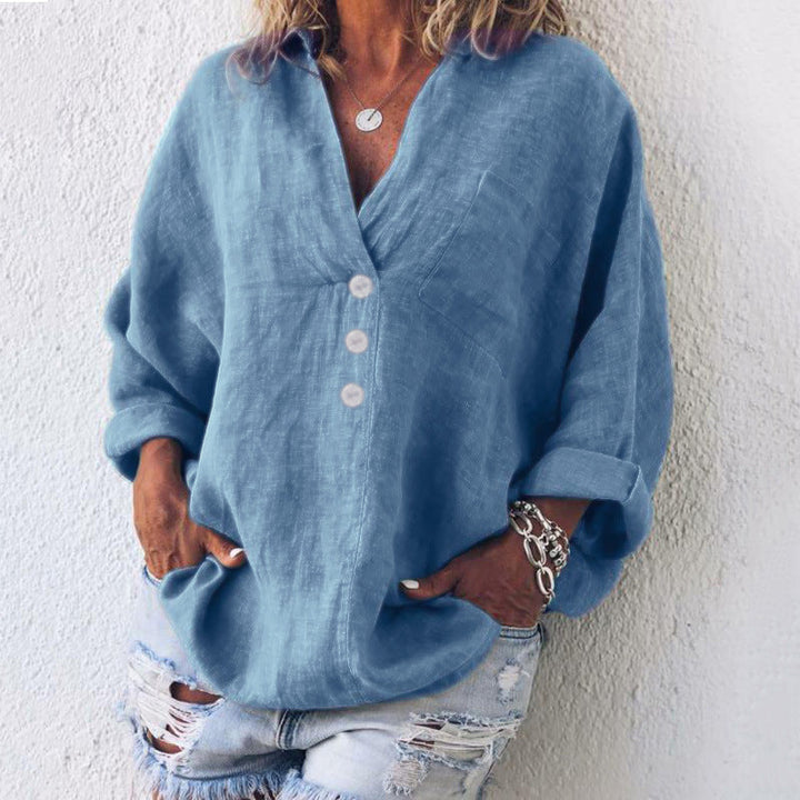 Elegant dames overhemd met luchtig design, perfect als comfortabele bovenkleding voor de zomer. Ademende blouse.