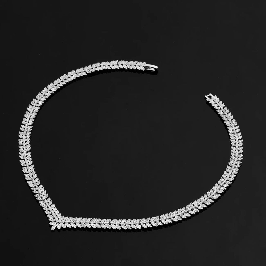 Witgoud plated 4-delige dames bruidssieradenset met zirkonia, ideaal voor speciale gelegenheden.