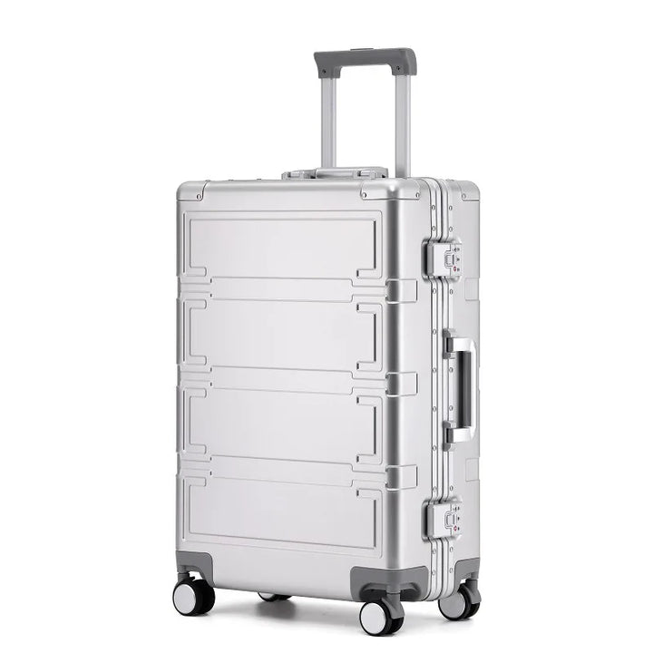 Stijlvolle aluminium reiskoffer Pristina met robuuste hardshell en geïntegreerd TSA slot.