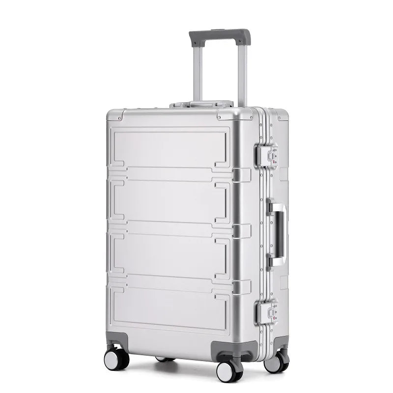 Compacte aluminium handbagage koffer, ideaal voor korte reizen en veilige bagage.