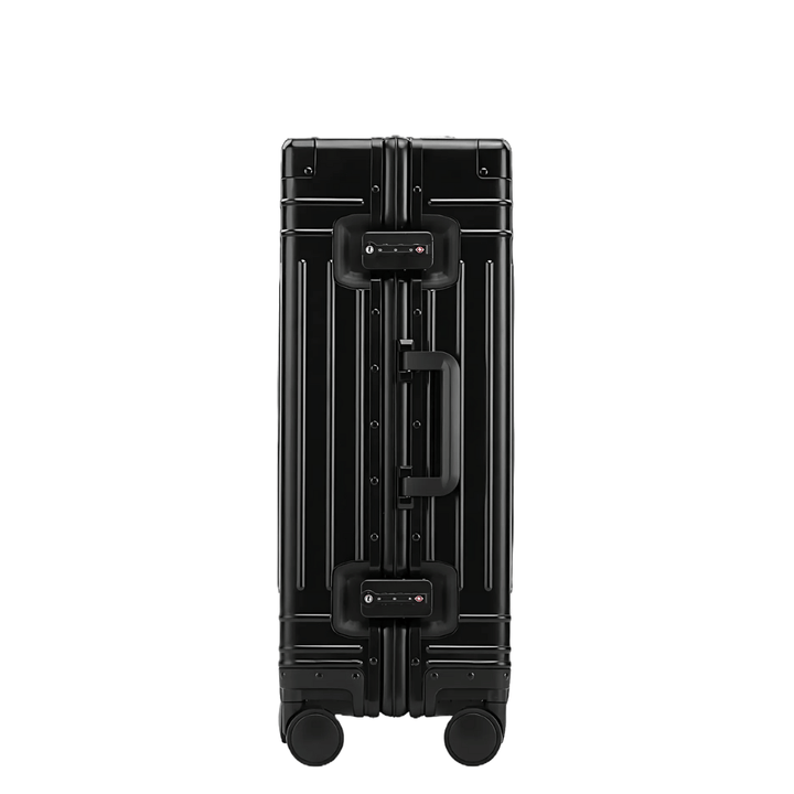 Premium aluminium reistas Emperor met glanzende afwerking. Ideaal voor luxe zakenreizen en vakanties.