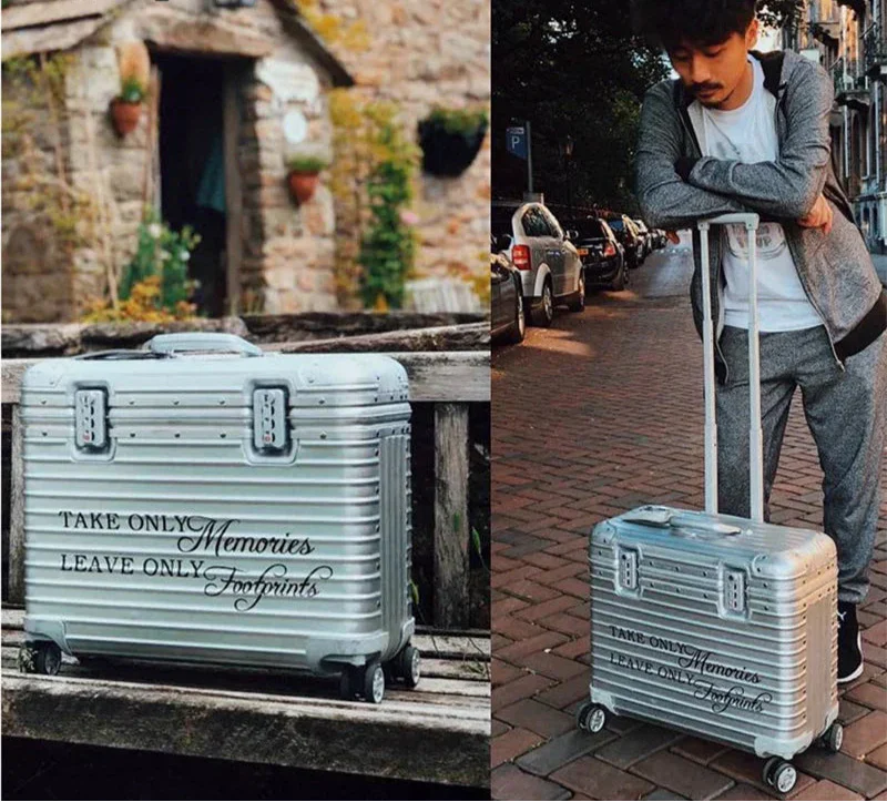 Duurzame unisex reiskoffer van aluminium, luxe hardcase bagage met TSA-slot voor veilige en elegante reis.