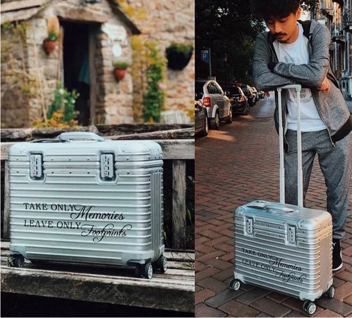 Duurzame unisex reiskoffer van aluminium, luxe hardcase bagage met TSA-slot voor veilige en elegante reis.