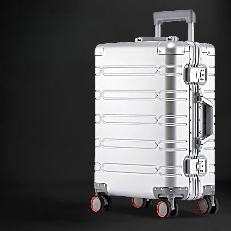 Robuuste aluminium-magnesium handbagage koffer, ideaal voor korte zakenreis of luxe vakantie.