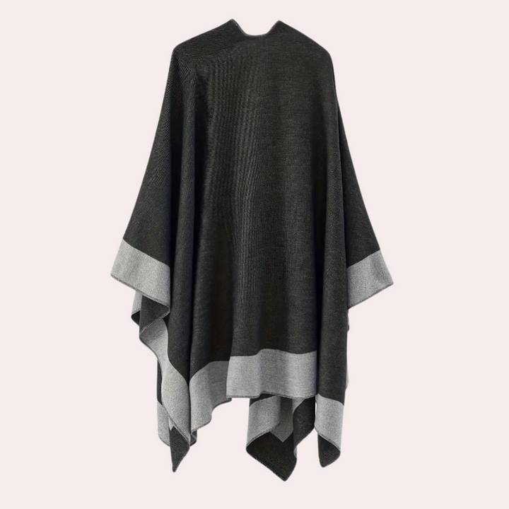 "Luxe dames poncho in klassieke kleur, zachte stof met riemdetail, veelzijdige pasvorm voor elegante en comfortabele uitstral