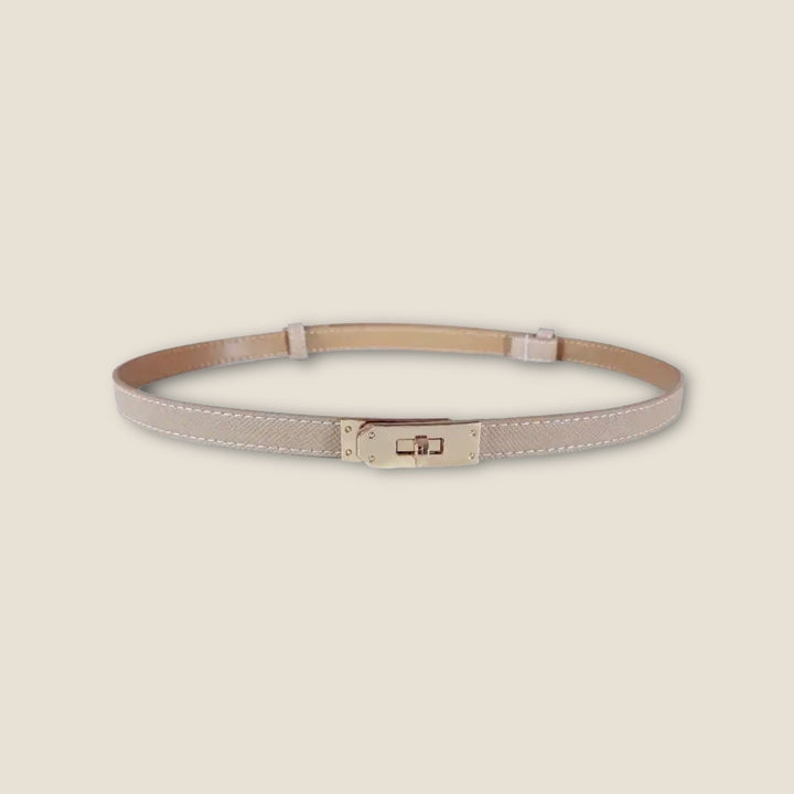 "Luxe damesriem van kunstleer, elegant design, verstelbare lengte, stijlvolle metalen gesp, zwart, bruin, taupe kleuren."