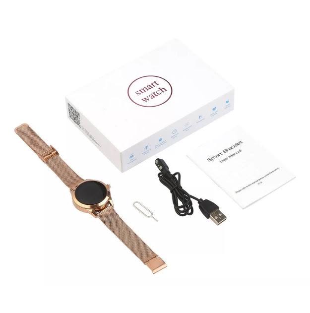 Luxe Galaxy smartwatch voor vrouwen, metallic afwerking, helder display, gezondheidsmonitoring, elegante technologie-accessoi
