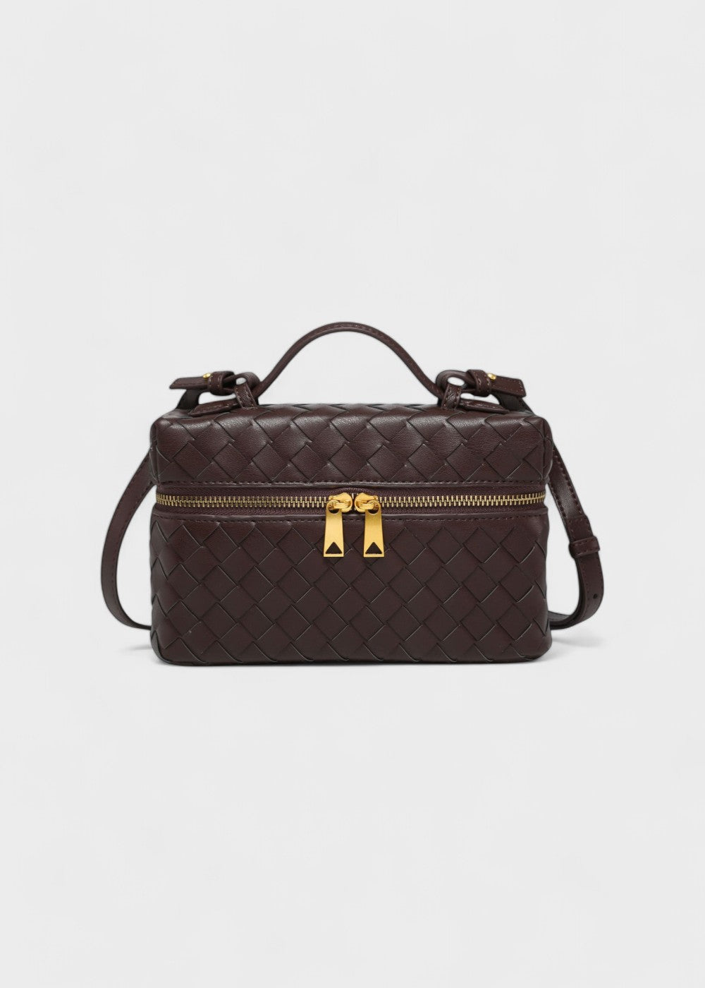 Veelzijdige gevlochten damestas; elegant design als handtas, schoudertas of crossbody. Luxe accessoire.