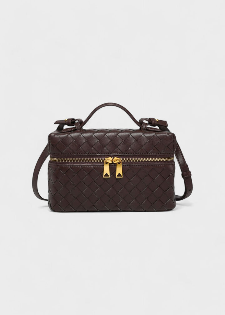 Veelzijdige gevlochten damestas; elegant design als handtas, schoudertas of crossbody. Luxe accessoire.
