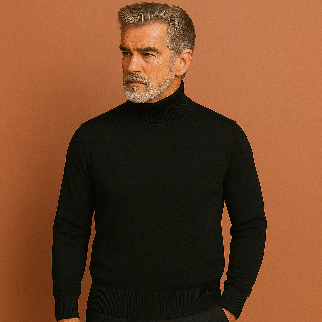 Comfortabele warme heren coltrui, ideaal voor koude dagen. Elegante winterkleding.