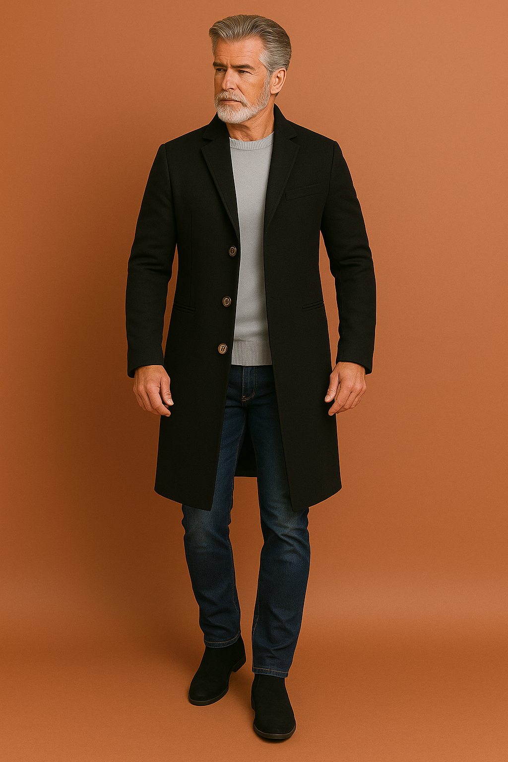 Stijlvolle heren trenchcoat met riem en reverskraag, perfecte bovenkleding voor een elegante look.