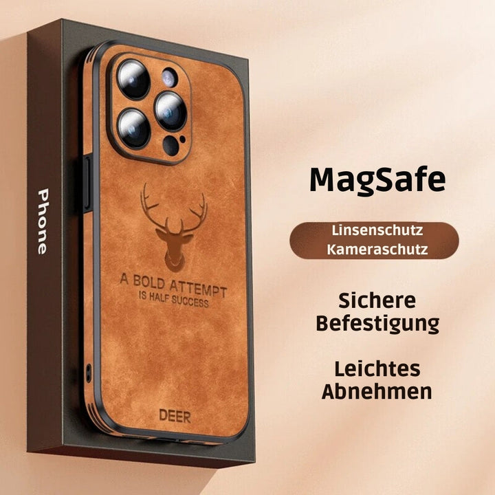 Elegant leren iPhone hoesje, minimale dikte voor een slank profiel.