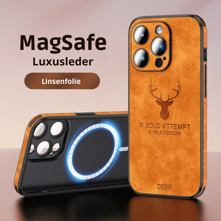 Premium leren iPhone cover, voelt comfortabel aan in de hand.