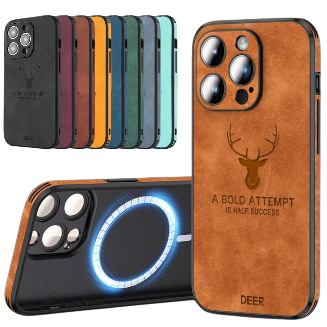 Elegant leren telefoonhoesje voor iPhone, compact en gebruiksvriendelijk.