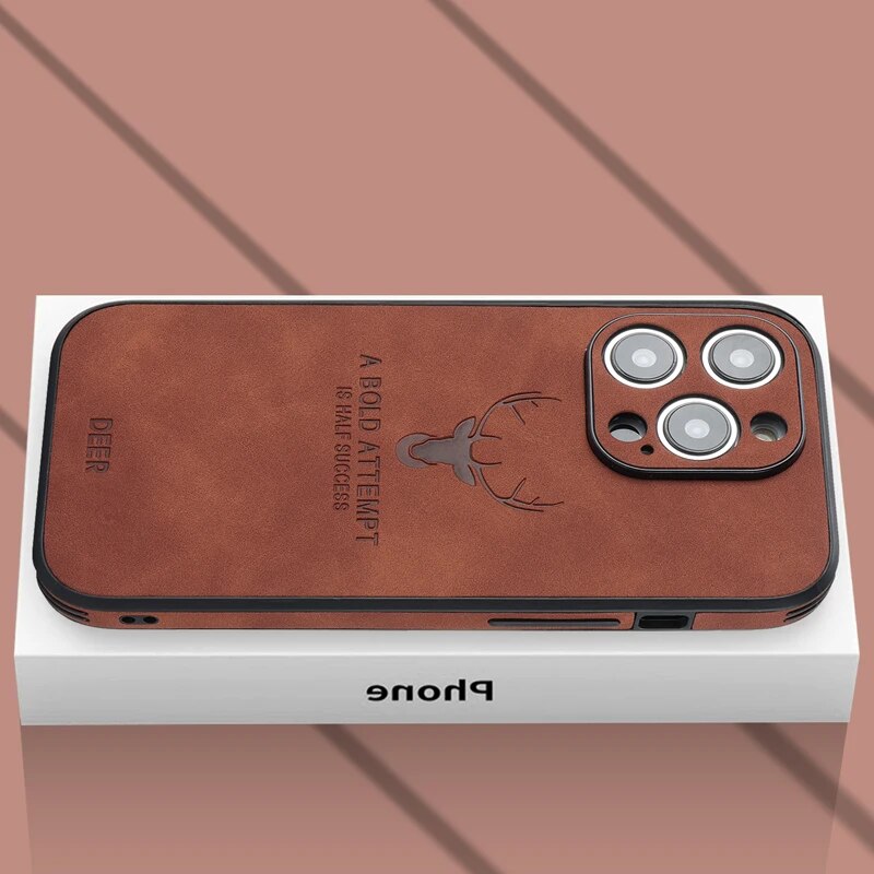 Schokbestendig leren iPhone hoesje, met optimale valbescherming.
