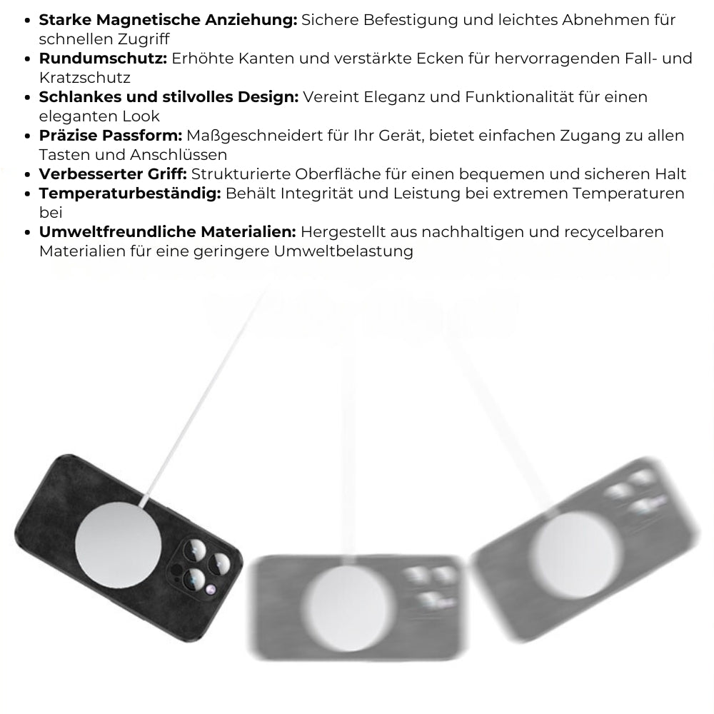 Elegant leren iPhone hoesje, voor een tijdloze, professionele look.