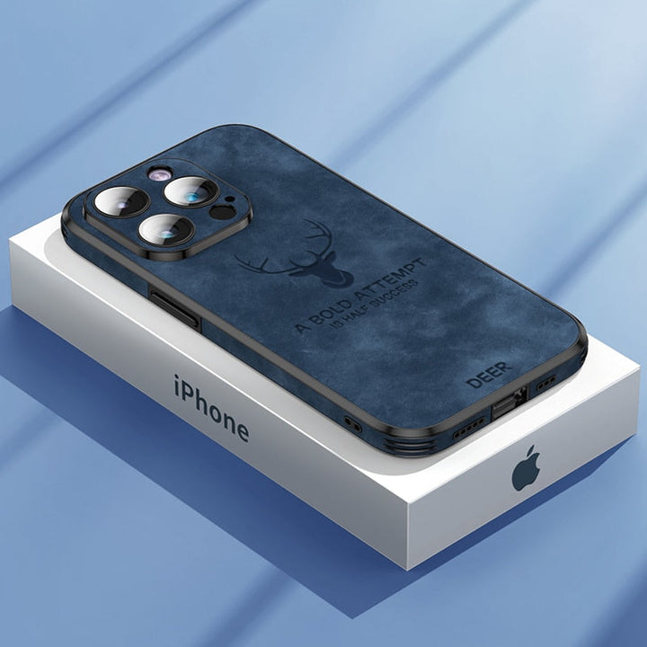 Bruin leren iPhone hoesje, stijlvol, compact en beschermt je telefoon effectief.