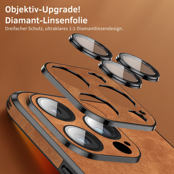 Stijlvol leren telefoonhoesje, een perfect cadeau voor iPhone gebruikers.