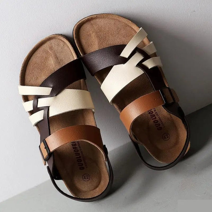 "Luxe orthopedische herensandalen van echt leer met verstelbare klittenbandsluiting en antislipzool, stijlvolle look."