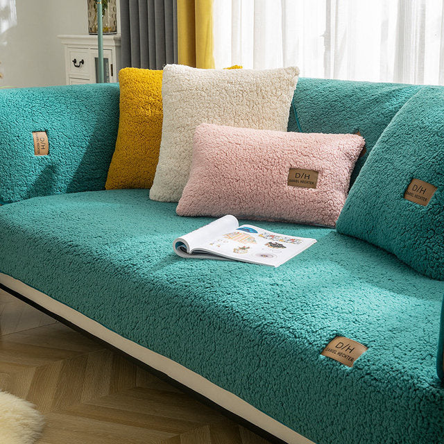 Zachte pluche bankovertrek met antislip voor ultiem comfort en een stijlvolle woonkamer decoratie.