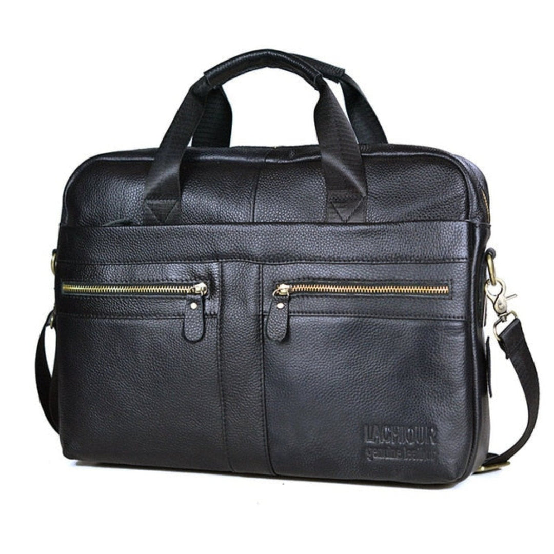 Luxe stijlvolle leren laptoptas Victor, unisex zakelijke werktas, ideaal voor reizen & dagelijks gebruik.