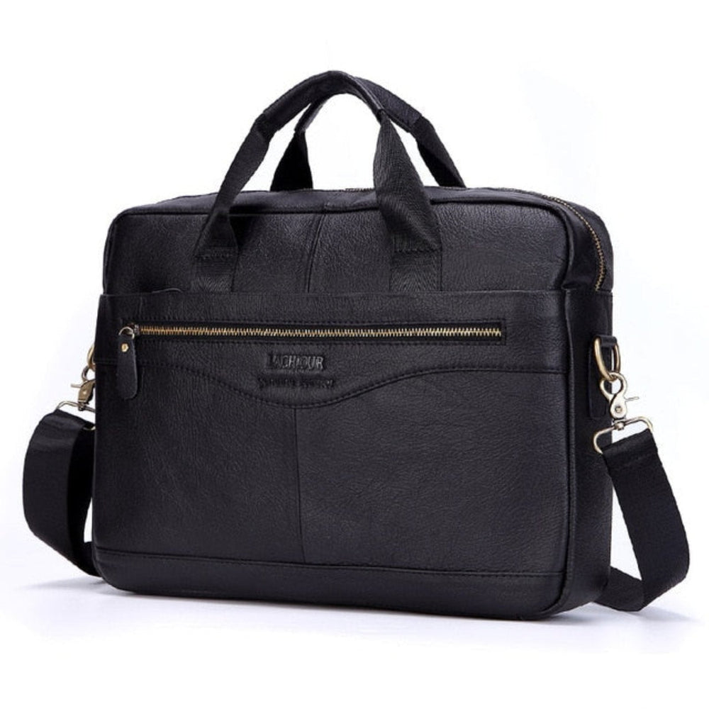 Elegante leren laptoptas Victor, unisex schoudertas met ruim interieur, perfect voor werk en reizen.