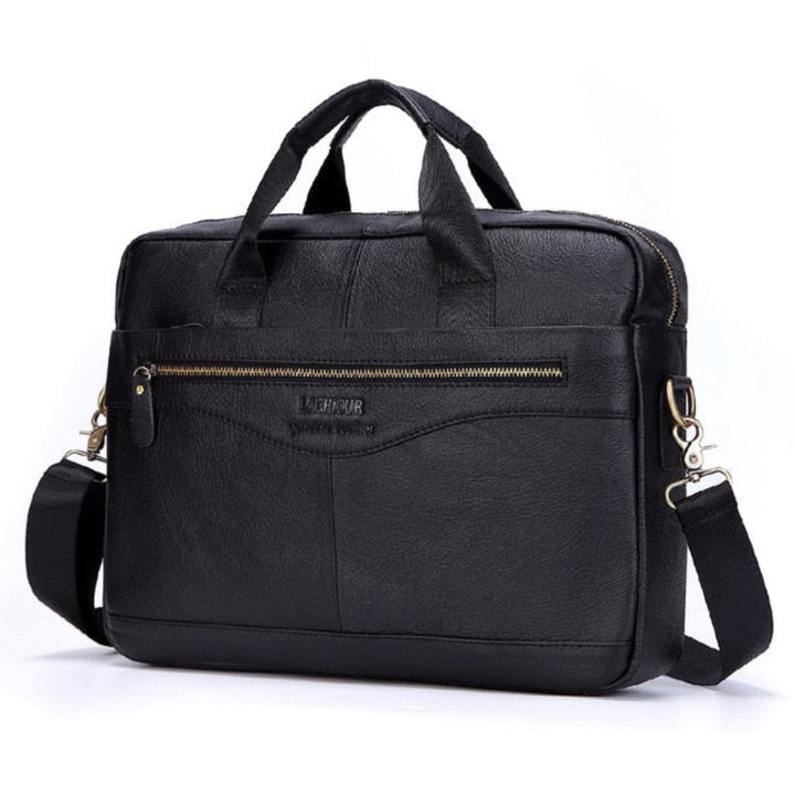 Elegante leren laptoptas Victor, unisex schoudertas met ruim interieur, perfect voor werk en reizen.