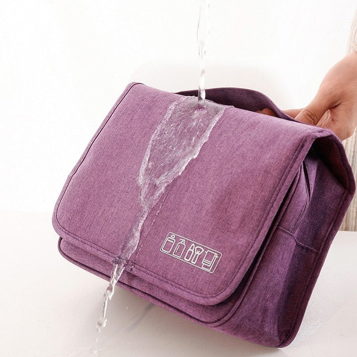 Stijlvolle en praktische luxe toilettas, waterafstotend materiaal, perfect als reisorganiser.
