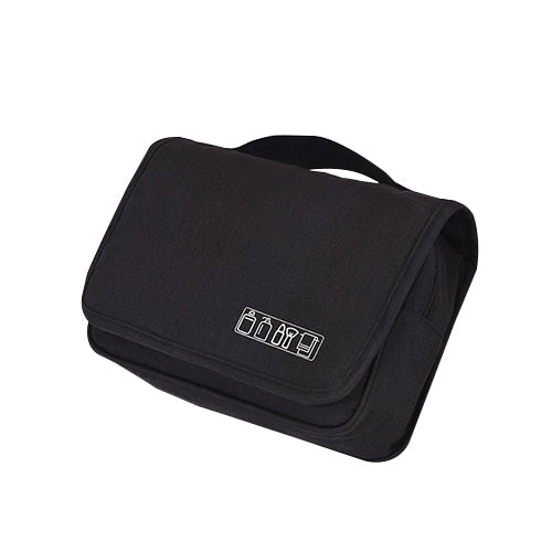 Praktische waterdichte toilettas organiser voor reizen, compact en gemakkelijk op te hangen.