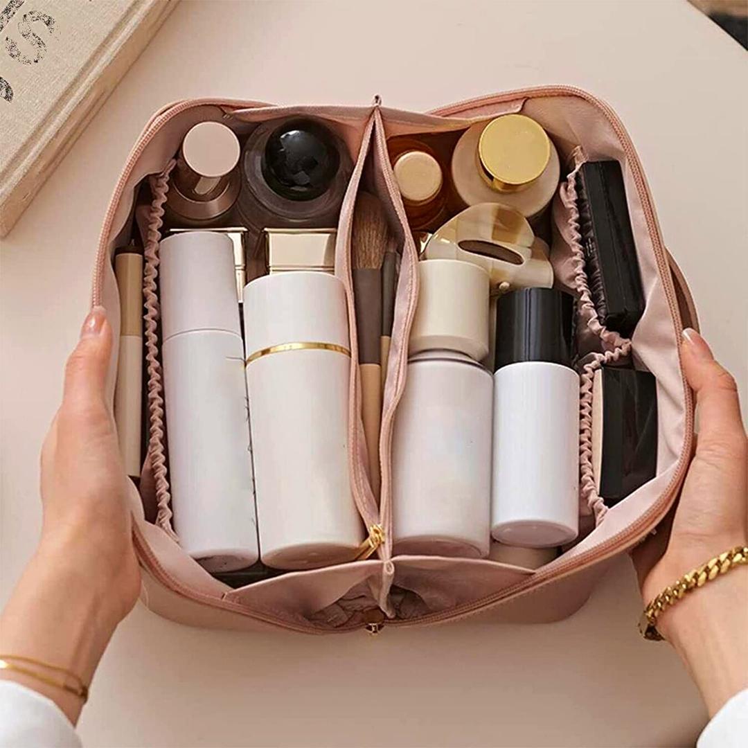 Handig reisetui voor dames, luxe beautycase om je persoonlijke verzorging en make-up netjes te organiseren.