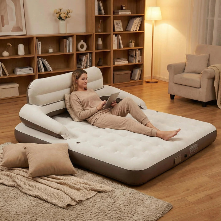 Luxe Luchtbed met Pomp & Rugleuning | Inclusief Kussens