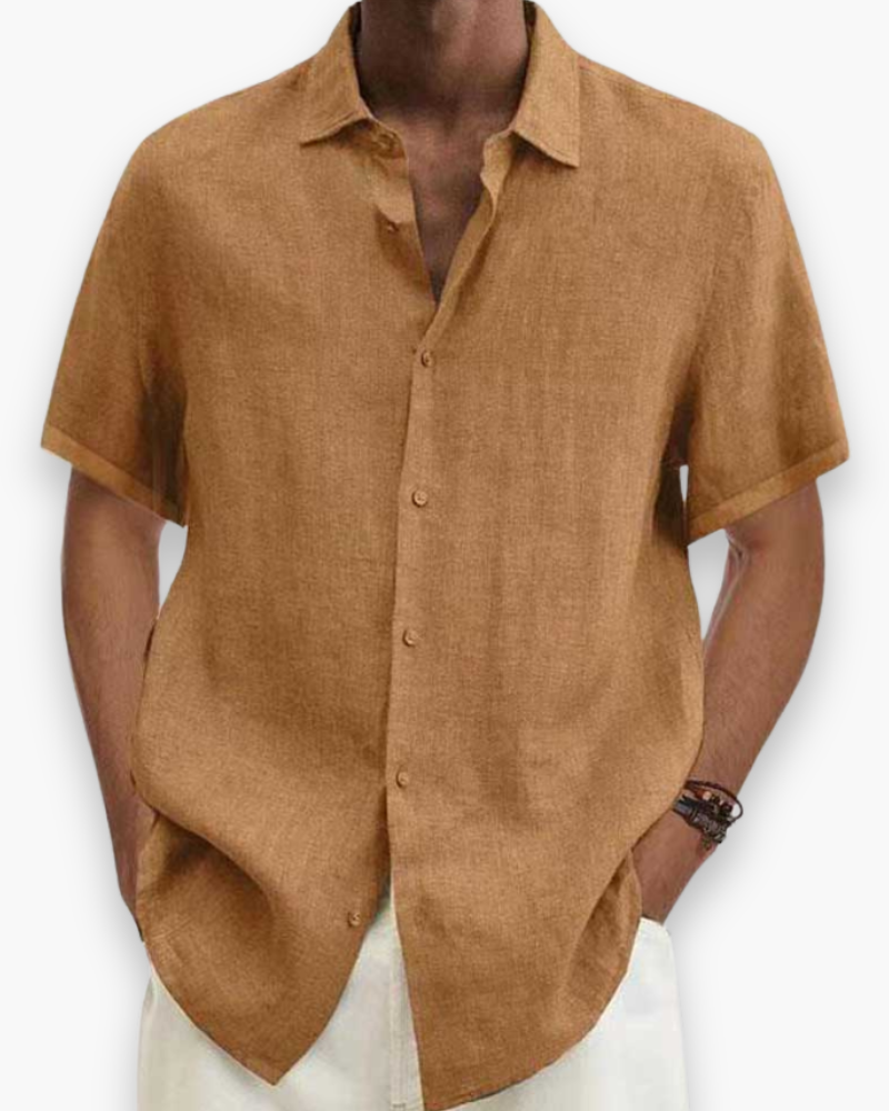 Modern heren overhemd met korte mouwen, comfortabel en veelzijdig voor zomerse dagen.