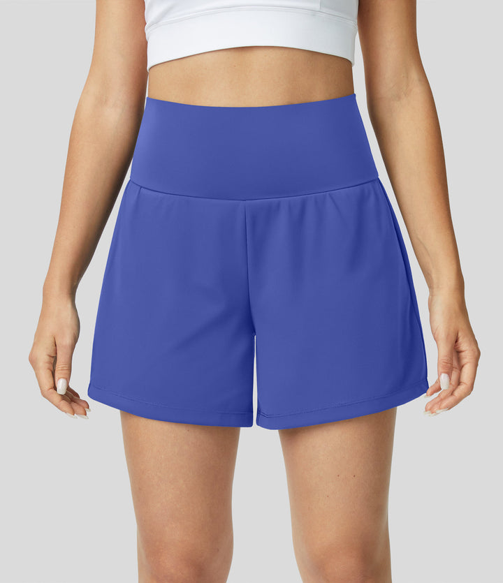 "Margarethe yoga shorts, hoge taille, ademend, 2-in-1 ontwerp, zwart, optimale bewegingsvrijheid tijdens yoga of fitness."