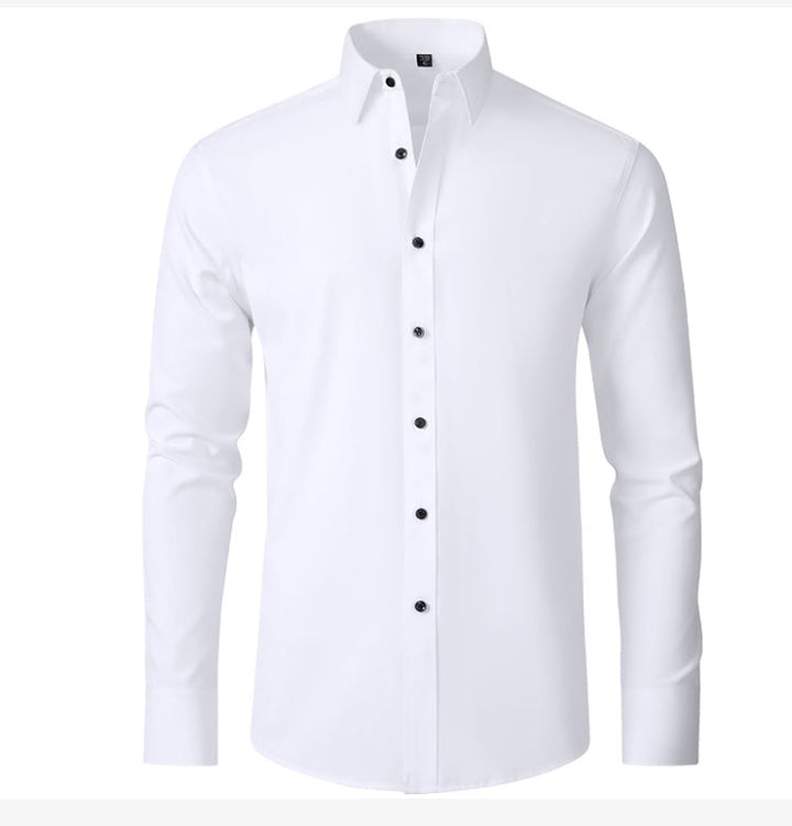 Elastisch heren overhemd met lange mouwen, comfortabel en stijlvol voor zowel zakelijke als casual gelegenheden.
