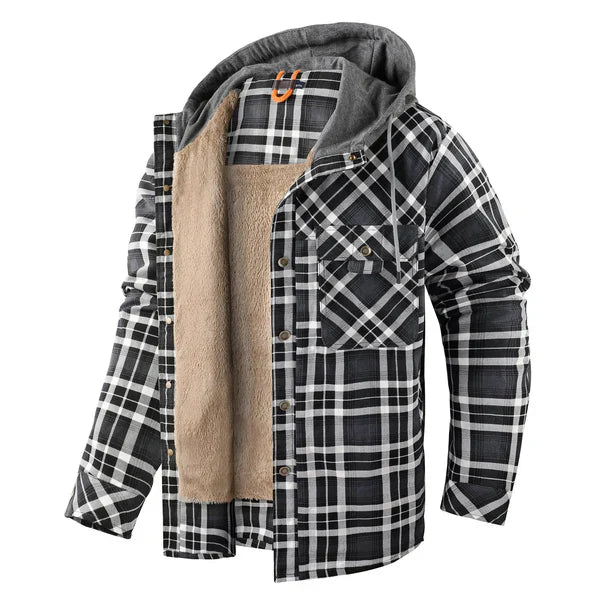 Meav heren geruit overhemdjack met capuchon, ideaal voor casual winterkleding, herfstmode.