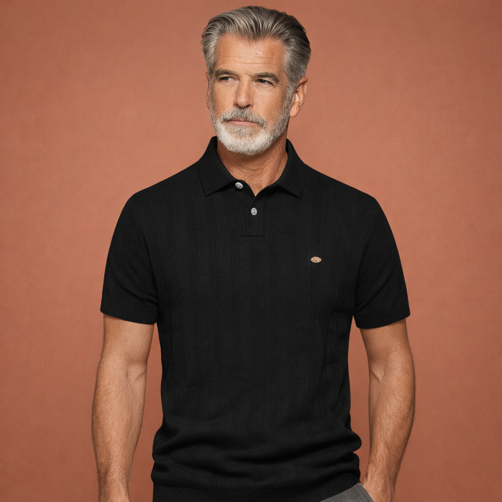 Merino wollen herenpolo in een ademende stof, perfect voor stijlvol comfort in de lente/zomer.