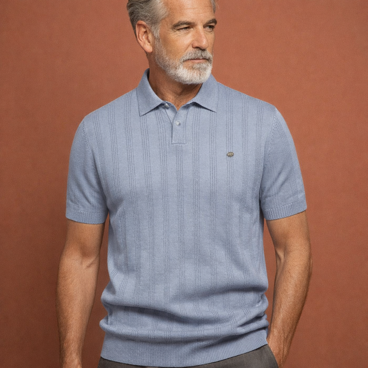 Casual/smart-casual herenpolo van merinowol, ademend en comfortabel, ideaal voor lente- en zomeroutfits.