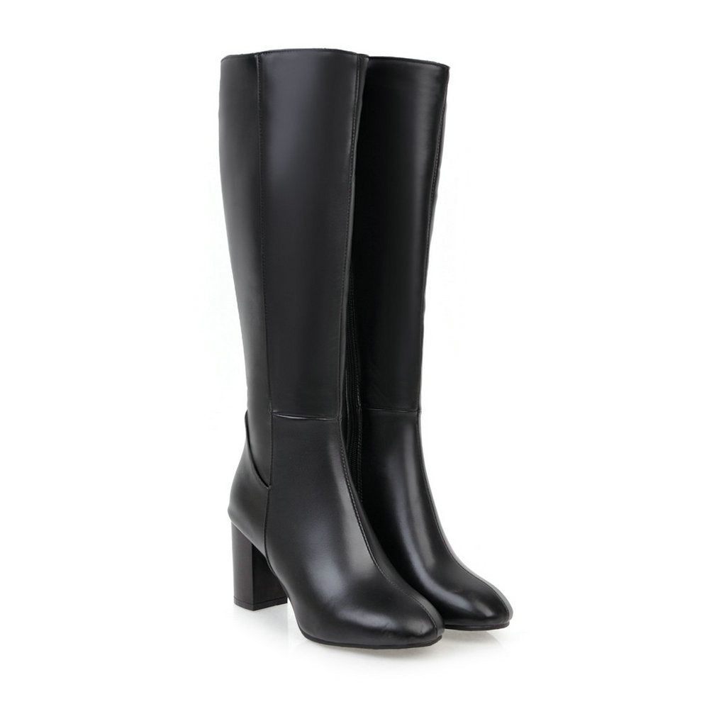 Mila ritslaarzen voor dames, elegante hoge laarzen met ritssluiting en stabiele hak, verkrijgbaar in beige, bruin, zwart.