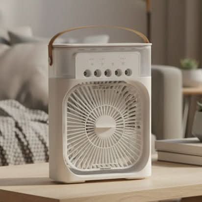 Compacte energiezuinige mini koeler, perfect voor snelle persoonlijke verkoeling op warme dagen.
