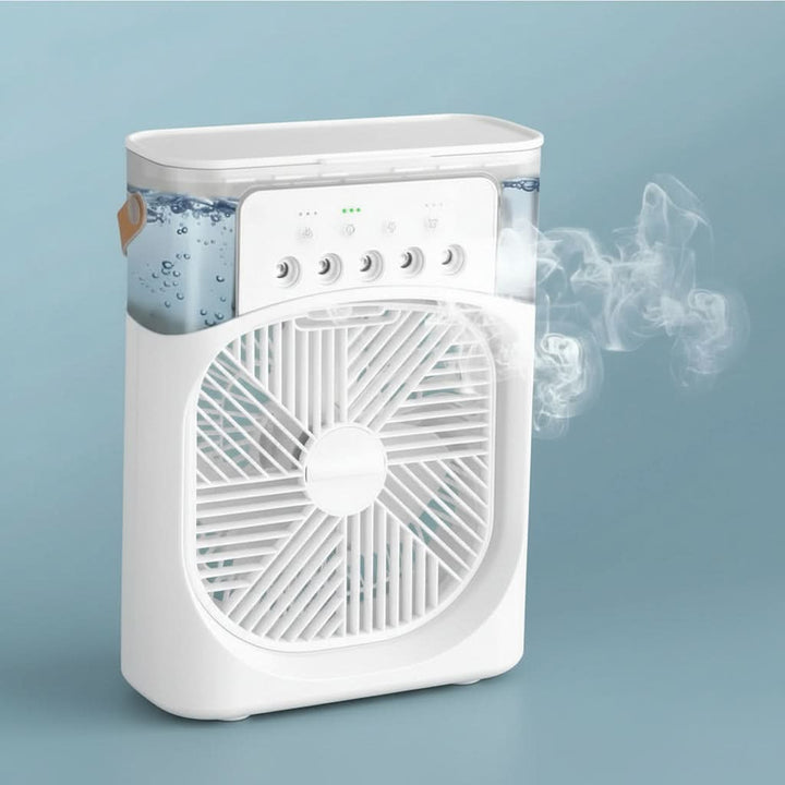 Deze compacte luchtkoeler biedt efficiënte persoonlijke verkoeling, ideaal voor hete zomermaanden.