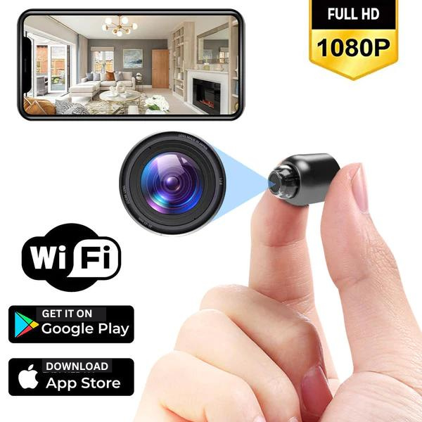 Compacte draadloze Minieye bewakingscamera met Full HD video, perfect voor discrete monitoring.