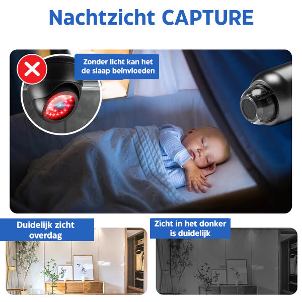 Bewakingscamera met Full HD en nachtzicht, perfect voor kinderopvang of als baby monitor.
