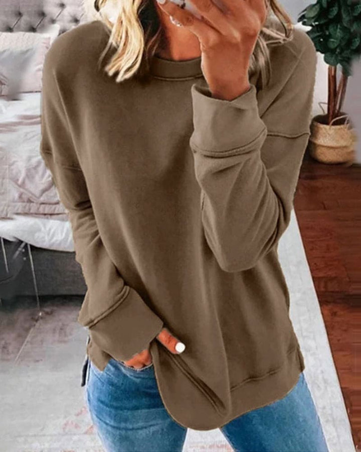 Basic effen damestrui, essentieel kledingstuk met relaxte pasvorm voor casual mode.