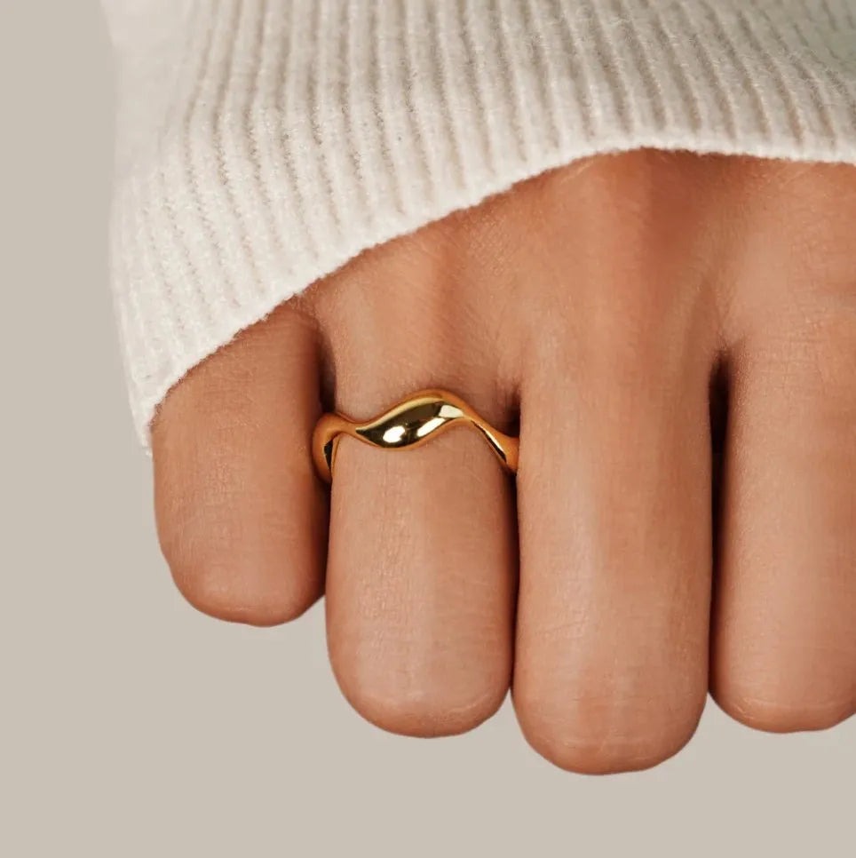 Elegante, verstelbare minimalistische dames ring, 18K goud verguld over sterling zilver, perfect sieraad.