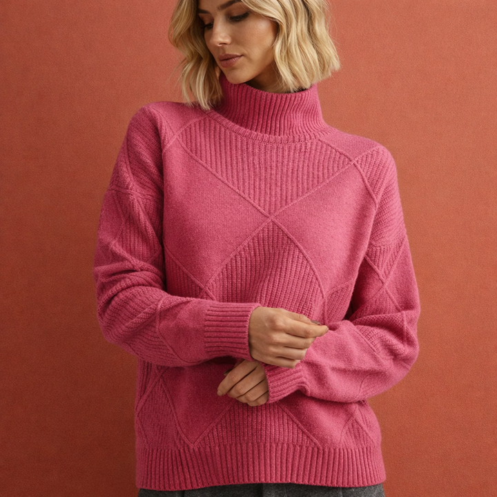 Dames wintertrui in een casual outfit, warm en comfortabel voor dagelijks gebruik in de winter.