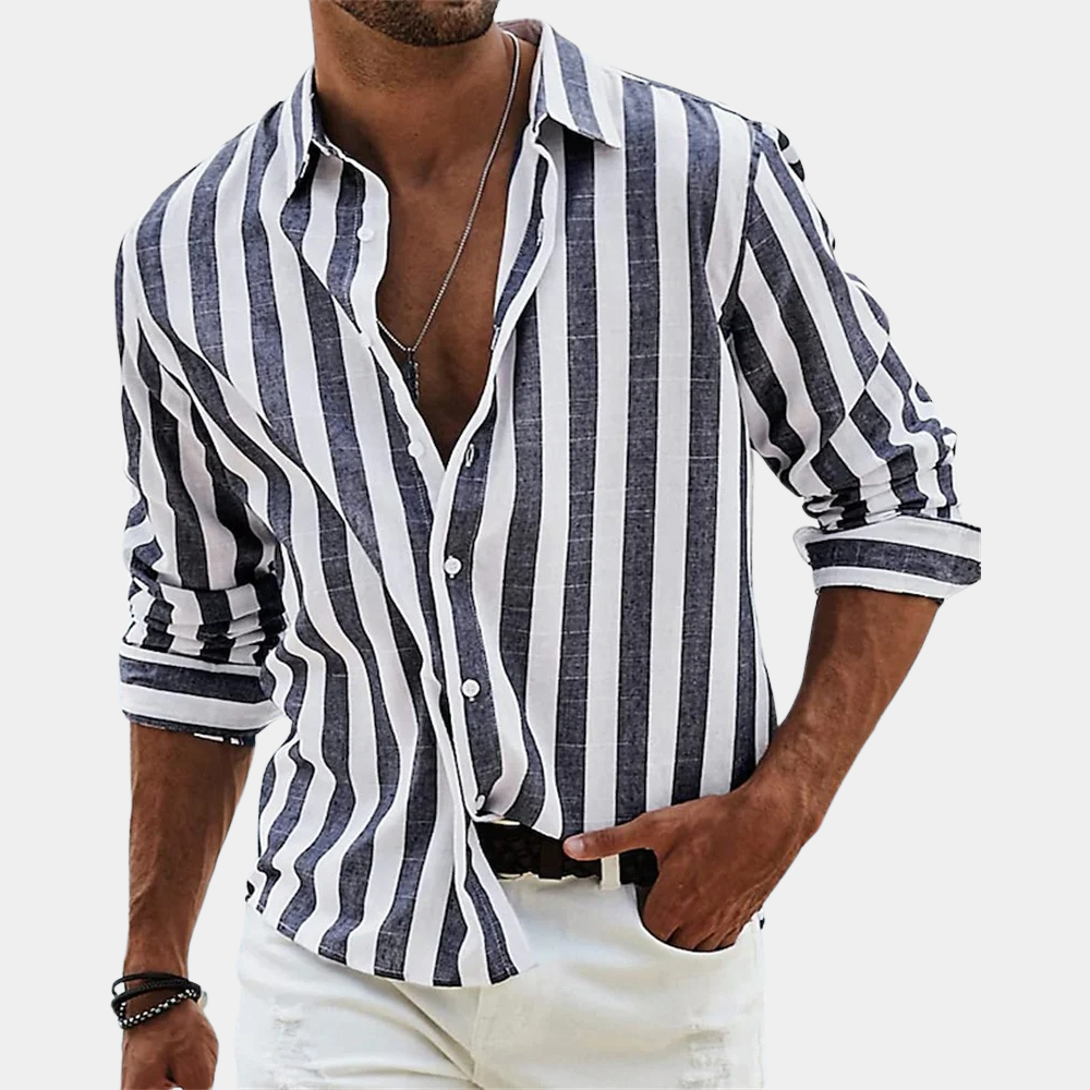 Stijlvol heren overhemd met modern strepenpatroon; comfortabel en veelzijdig voor formele of casual gelegenheden.