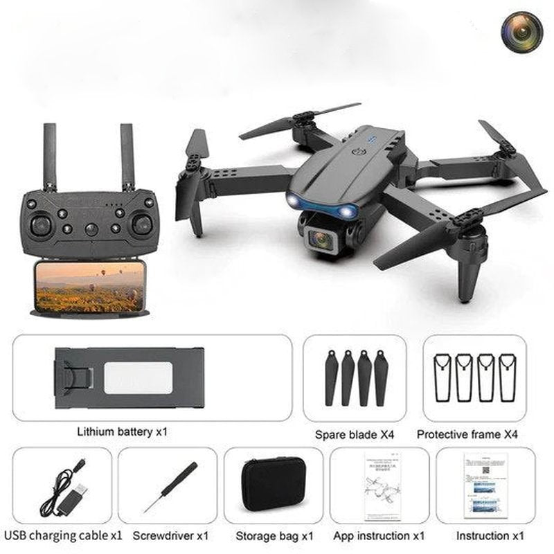 "Moderne AeroPro drone met 4K UHD-camera en lange batterijduur, ideaal voor luchtfotografie en video-opnames."